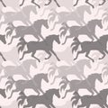 Vector seamless pattern of hand drawn sketch of running horse silhouette. Royalty Free Stock Photo